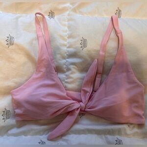 Pink Tie-Front Bikini Top